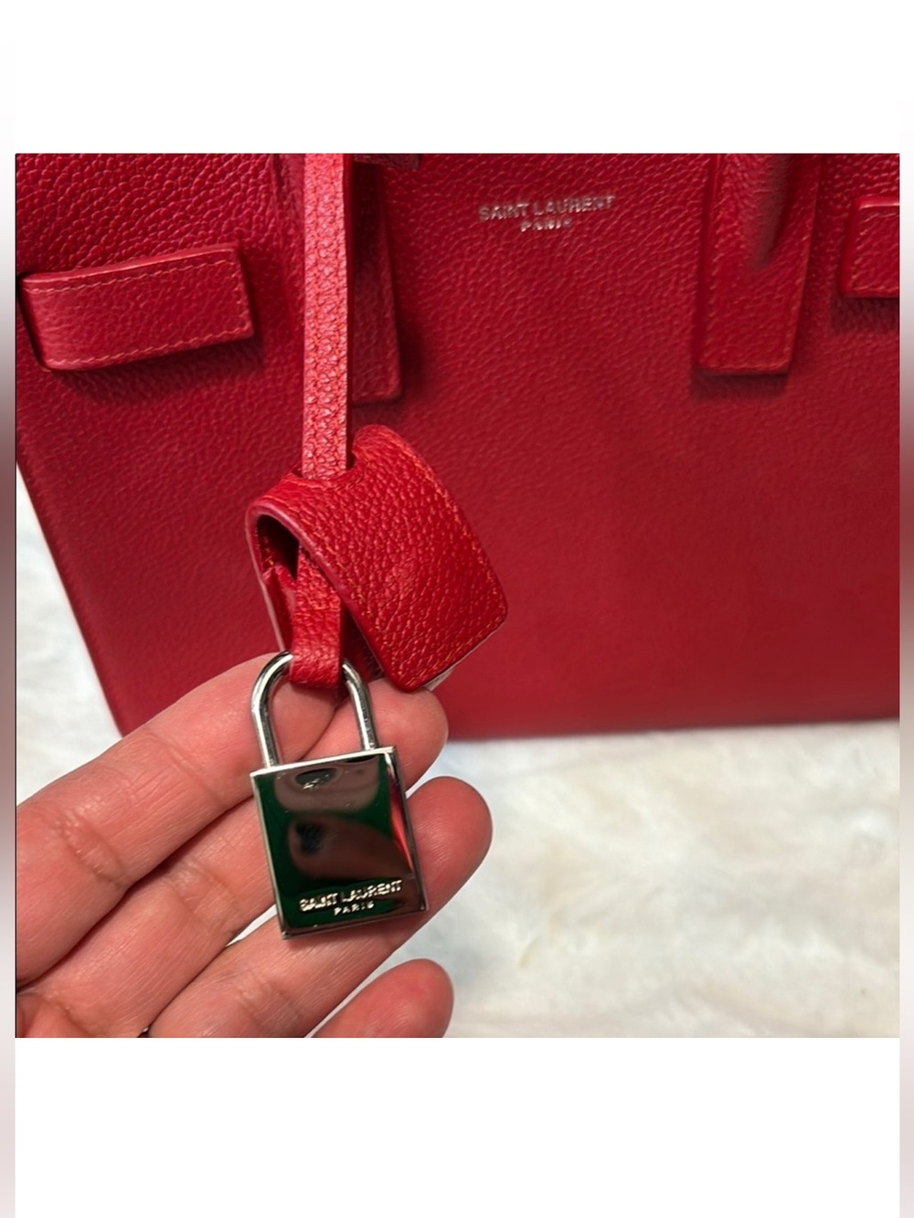 Listing for Mom - Saint Laurent Red Small Sac de Jour Leather Tote - Picture 2 of 5